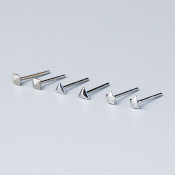 Sterling Silver Tiny Geometric Stud Earrings, 3 of 5