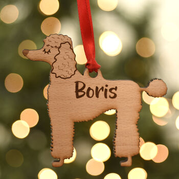 Poodle Personalised Dog Wooden Christmas Decoration, 2 of 7