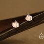 Pumpkin Internally Threaded Flat Back Earrings In Sterling Silver, thumbnail 2 of 11
