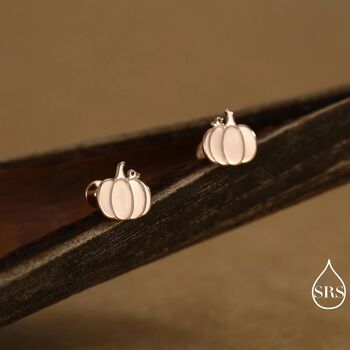 Pumpkin Internally Threaded Flat Back Earrings In Sterling Silver, 2 of 11