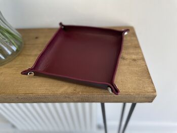 Personalised Burgundy Leather Desk Accessories Tray, 6 of 12