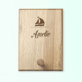 Personalised Kid's Sailing Boat Coat Hook, 6 of 6