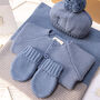 Boys Blue Blanket, Cardigan, Bobble Hat And Mittens, thumbnail 1 of 12
