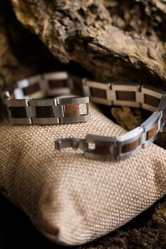 Algarve Engraved Stainless Steel And Walnut Bracelet, 5 of 7