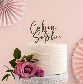 Personalised Script Couples Named Cake Topper, 2 of 5