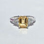 Citrine Emerald Cut Ring In Sterling Silver And Gold, thumbnail 1 of 12