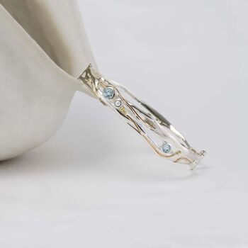 Organic Pearl And Blue Topaz Silver Bangle, 3 of 9