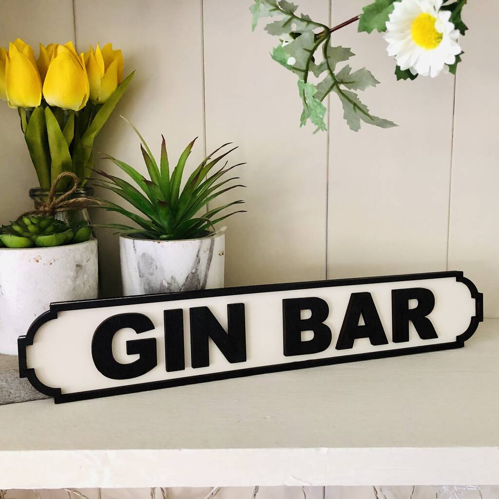 Gin Bar Wooden Road Signs Funny Alcohol Birthday