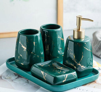 Ceramic Bathroom Accessories Luxury Set Dark Green, 3 of 5