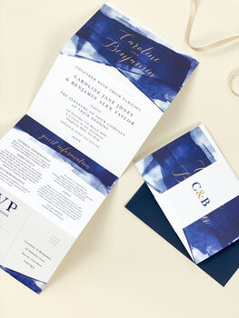 Navy And Gold Grace Concertina Wedding Invitations, 3 of 3