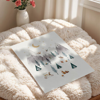 Mountain Camping Adventure Art Print For Kids, 4 of 5