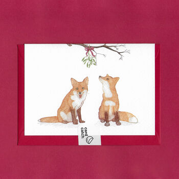 Woodland Christmas: Foxes And Mistletoe Christmas Card, 4 of 9