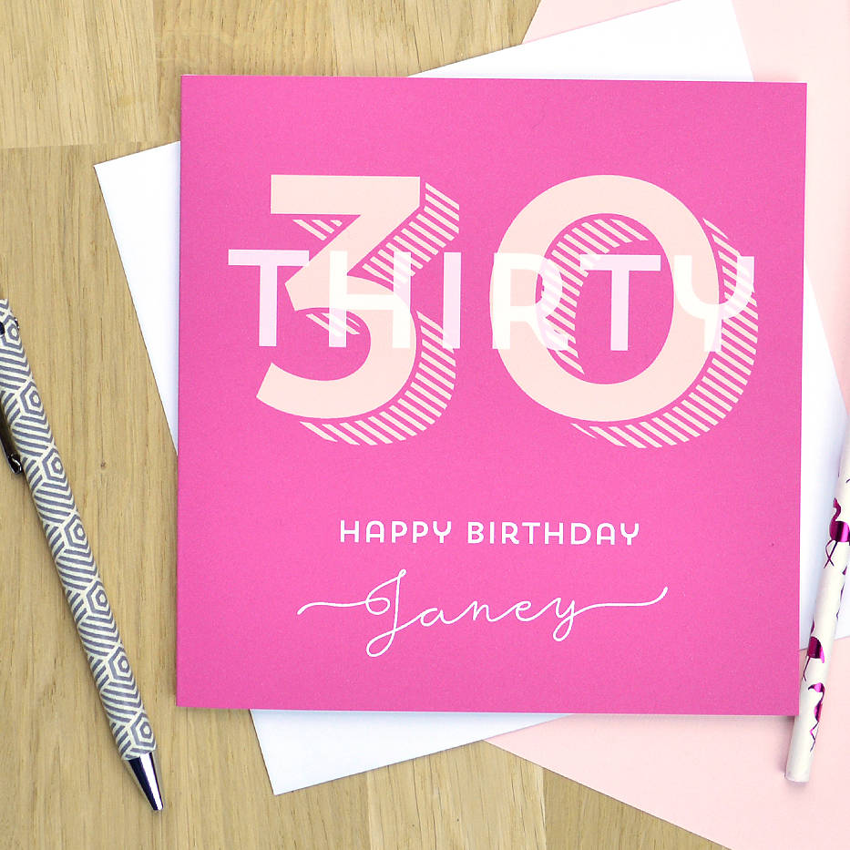 30th birthday card by pink and turquoise | notonthehighstreet.com