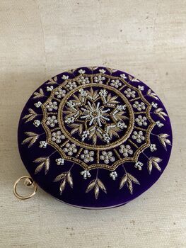 Purple Handcrafted Velvet Bangle Clutch Bag, 4 of 8