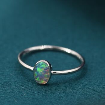 Oval Opal Ring In Sterling Silver, 4 of 8