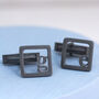 Personalised Initial Cufflinks. Oxidised Sterling Silver Black Monogram, thumbnail 9 of 10