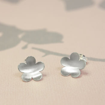 Silver Buttercup Flower Stud Earrings By Gabriella Casemore Jewellery