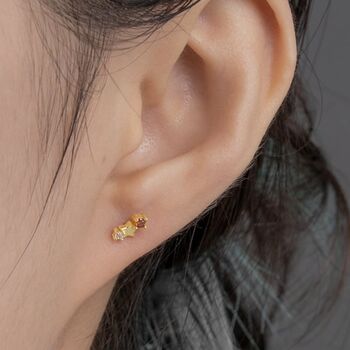 Birthday Birthstone Crystal Gold Plated Star Stud Earrings, 5 of 8