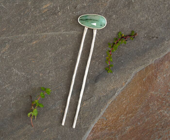 Oval Emerald Hair Stick In Solid Sterling Silver, 3 of 3