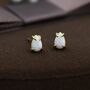 White Opal Droplet Stud Earrings In Sterling Silver, thumbnail 5 of 11