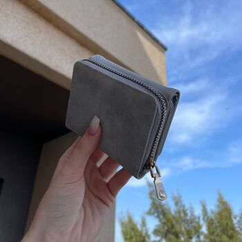Personalised Grey Small Zip Purse Wallet, 3 of 5