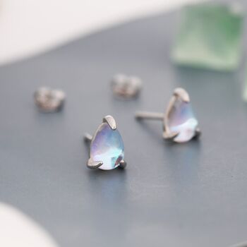 Sterling Silver Droplet Moonstone Stud Earrings, 2 of 12
