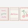 Personalised Girls Bedroom Print Set With Cute Cherry Design, thumbnail 2 of 5