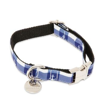 The Anglesey Nautical Checked Blue Anchor Design Dog Collar, 4 of 8