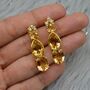 Pearl, Citrine Teardrop Gold Earrings, thumbnail 7 of 8