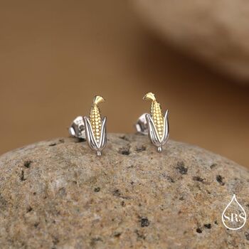 Sterling Silver Sweetcorn Stud Earrings, 3 of 11