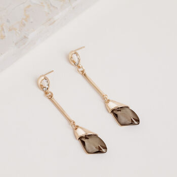 Champagne Crystal Stone Drop Earrings, 2 of 3