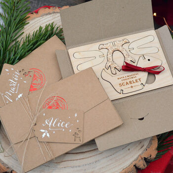 Wooden Reindeer Christmas Card Keepsake Decoration, 3 of 5