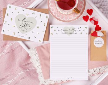 Botanical Personalised Love Letter With Heart Confetti, 2 of 3