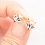 Sterling Silver Fox Head Stud Earrings, thumbnail 4 of 10
