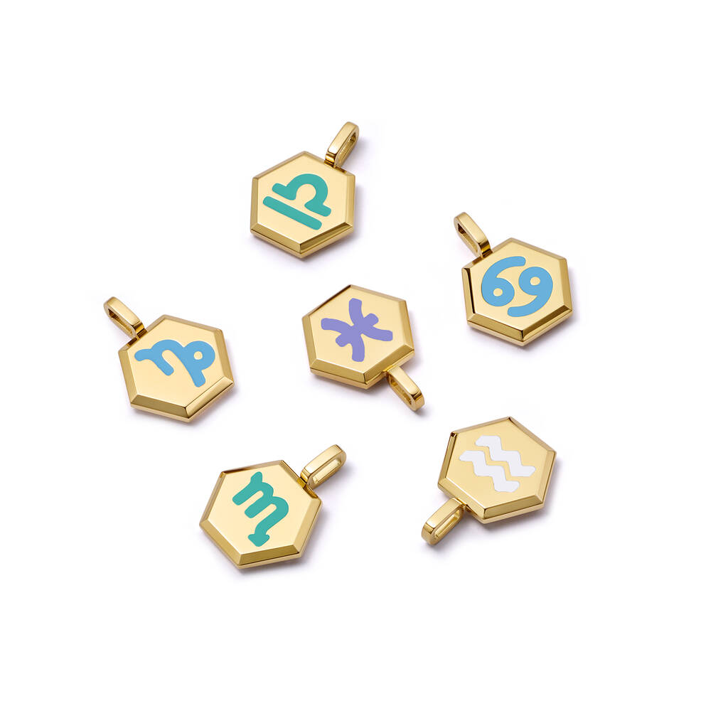 Zodiac Gold Glowing Pendant Necklace With Uv Keyring Torch, 1 of 12