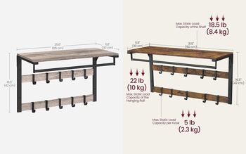 Wall Mounted Coat Rack With Removable Hooks, 2 of 9