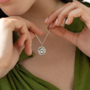 Personalised Raised Pet Paw Print Silver Necklace, 2 of 4
