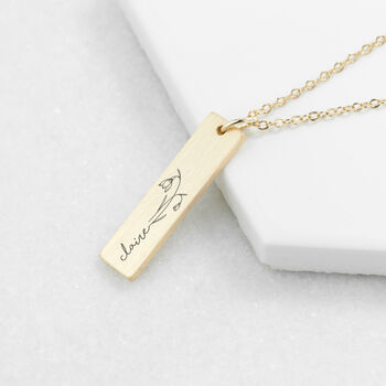 Personalised Birth Flower Bar Necklace, 3 of 7