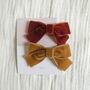 Set Of Two Velvet Hair Bow Clips Choose Your Colours, thumbnail 5 of 7