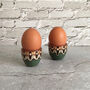 Stoneware Egg Cups Set In Forest Green Colour, thumbnail 4 of 5