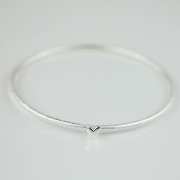 Devotion Silver Bangle With Heart Charm, 3 of 7
