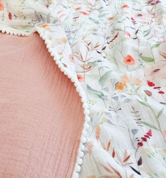 Wildflower Organic Muslin Baby Blanket With Name, 2 of 12