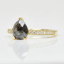 18ct Yellow Gold Pear Shape Black Diamond Engagement Ring, thumbnail 2 of 2