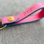 Personalised Handmade Leather Keyring, Pink And Blue, thumbnail 4 of 10