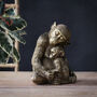 Mother And Baby Monkey Statue In Gold, thumbnail 1 of 4