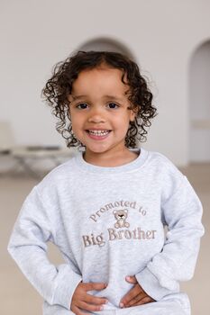Promoted To Big Brother Or Big Sister Embroidered Bear Sweatshirt Jumper, 3 of 6