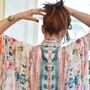 Watercolour Floral Viscose Kaftan With Heavy Cream Fishbone Embroidery, thumbnail 1 of 7