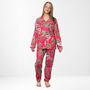 Giraffe And Leopard Print 100% Cotton Ladies Pyjamas In Pink, thumbnail 9 of 11
