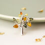Sterling Silver Amber Tree Of Life Brooch, thumbnail 1 of 8