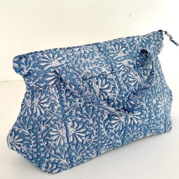 Wash Bag With Handles Blue Clematis Print, 2 of 3